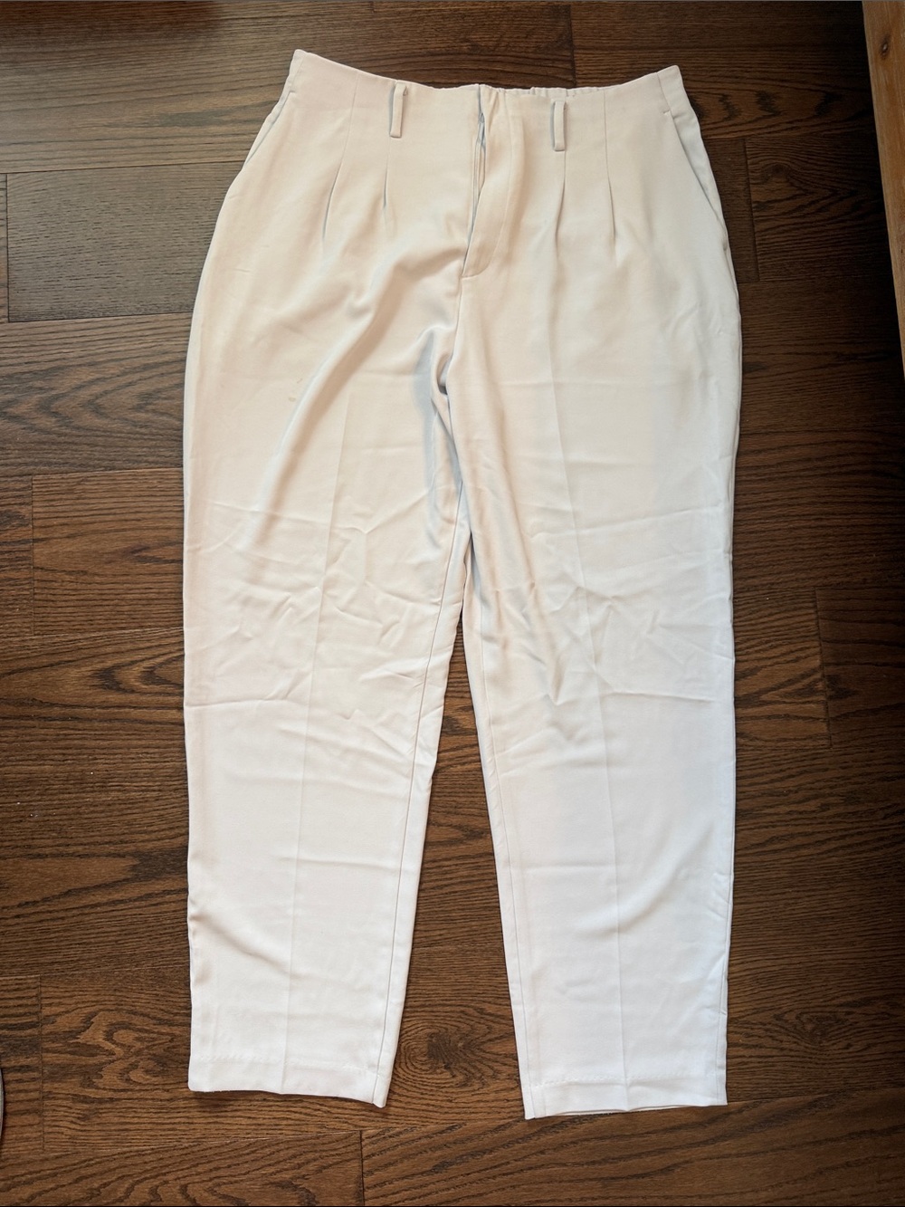 Light Blue Unisex Pleated Tapered Wide Leg Dress Pants